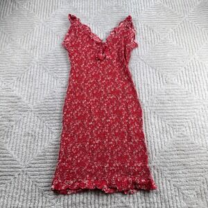 Joyous Smocked Mini Dress Womens XS Red Cottagecore Boho Coquette Y2K Bodycon